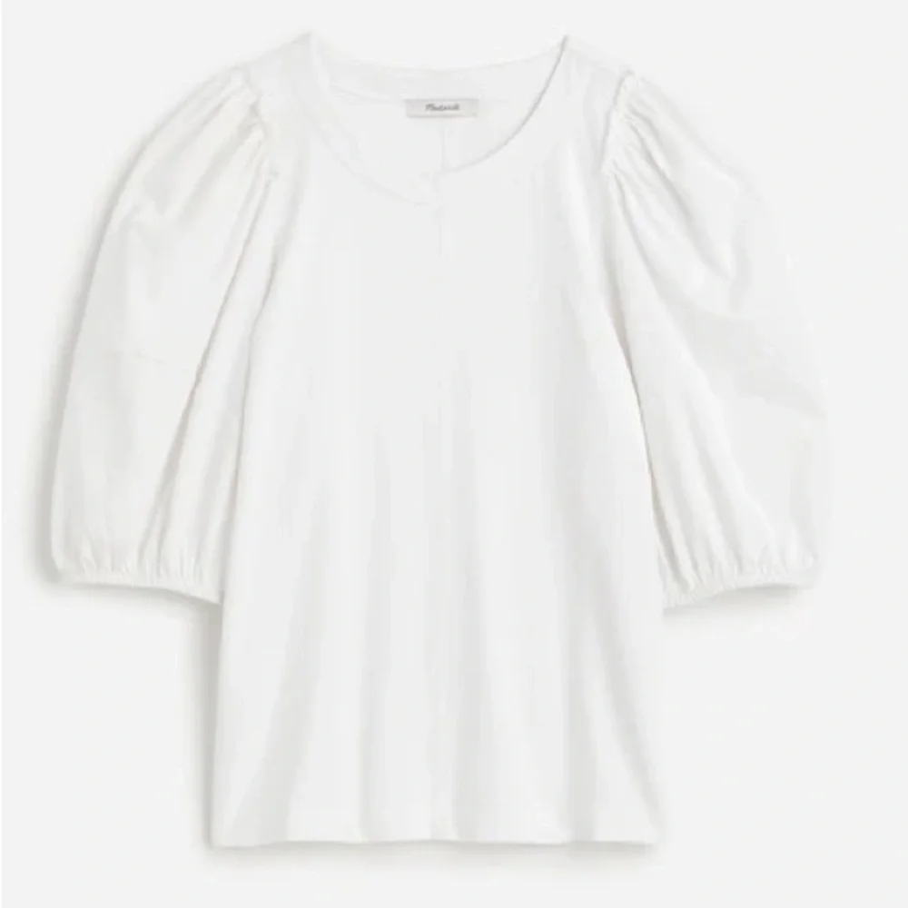 Madewell NWT Puff-Sleeve Tee in Eyelet White Size Large - Picture 5 of 7
